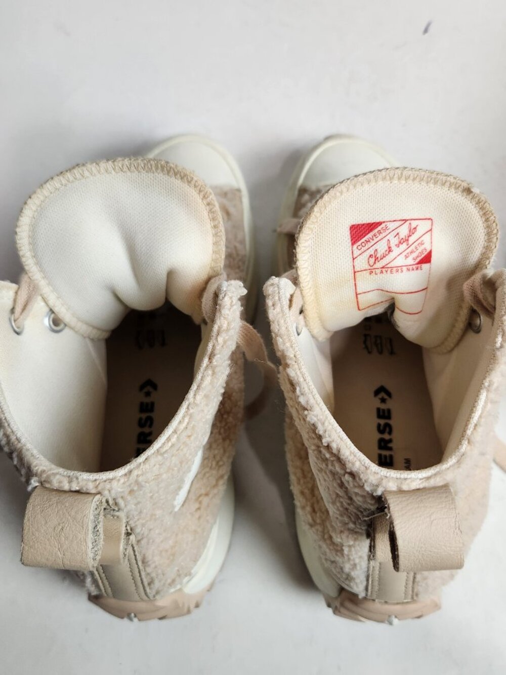 Converse Run Star Hike High-top Sherpa Tan White Women's 8.5 Men's 7.0 - Picture 9 of 10